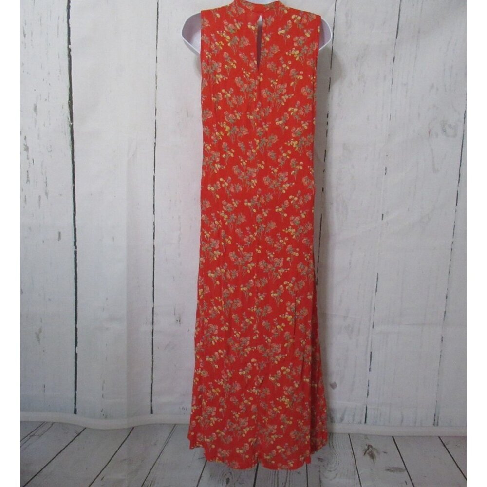 April Cornell Dress S Small Orange Floral Maxi Prairie Cottagecore - Picture 6 of 8
